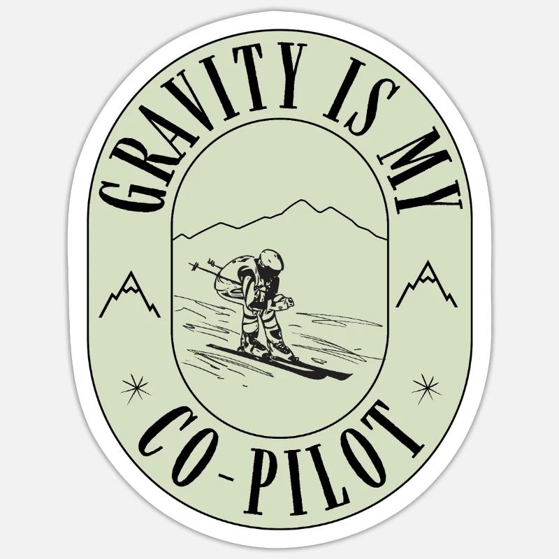 Gravity is my co-pilot - alpine skiing Sticker size S (10 x 10 cm)
