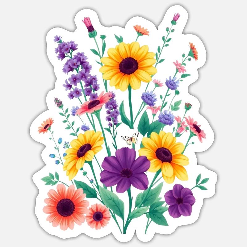 Comme un bouquet de fleurs - Sticker taille S (10 x 10 cm) - blanc mat