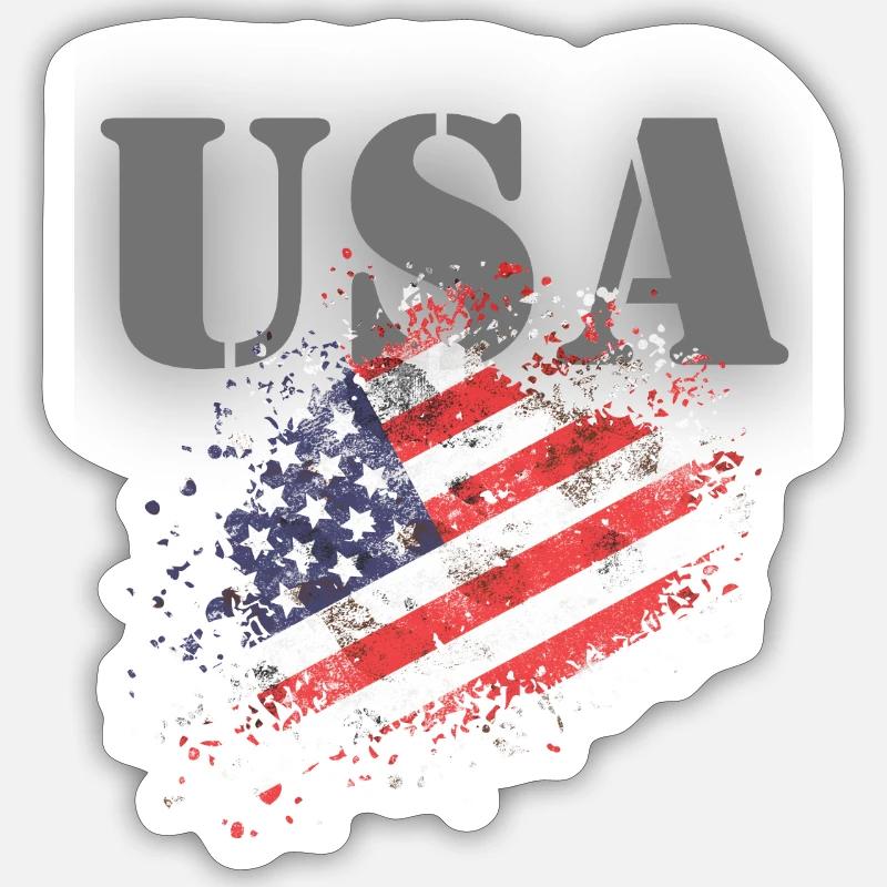 États-Unis avec drapeau - Sticker taille S (10 x 10 cm) - blanc mat
