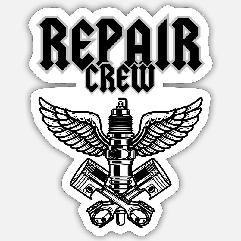 ÉQUIPE DE RÉPARATION - Sticker taille S (10 x 10 cm) - blanc mat
