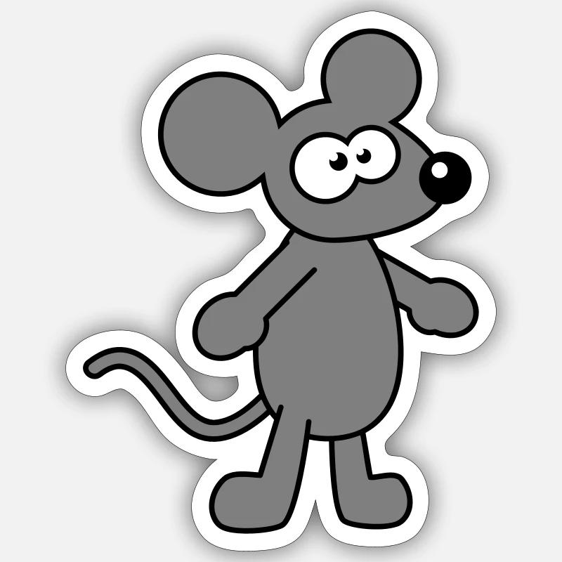 Maus Mäuschen Süße Kleine Ratte Nager Lustig Comic - Sticker Größe S (10 x 10 cm) - Mattweiß