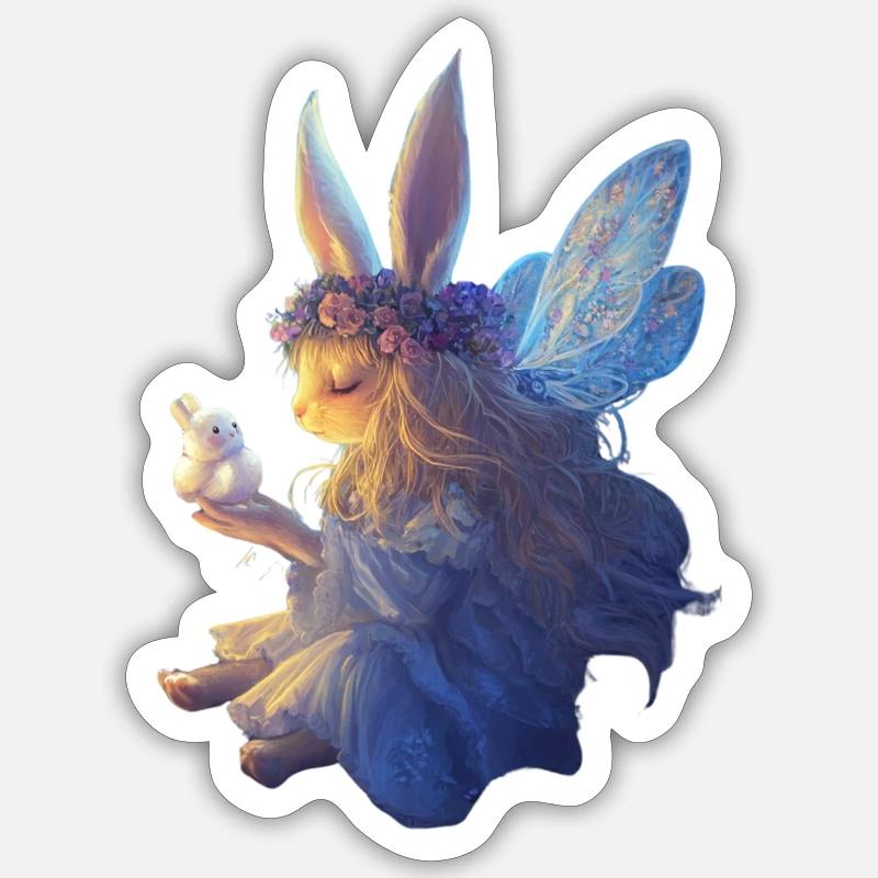 Fairy Bunny - Sticker Größe S (10 x 10 cm) - Mattweiß