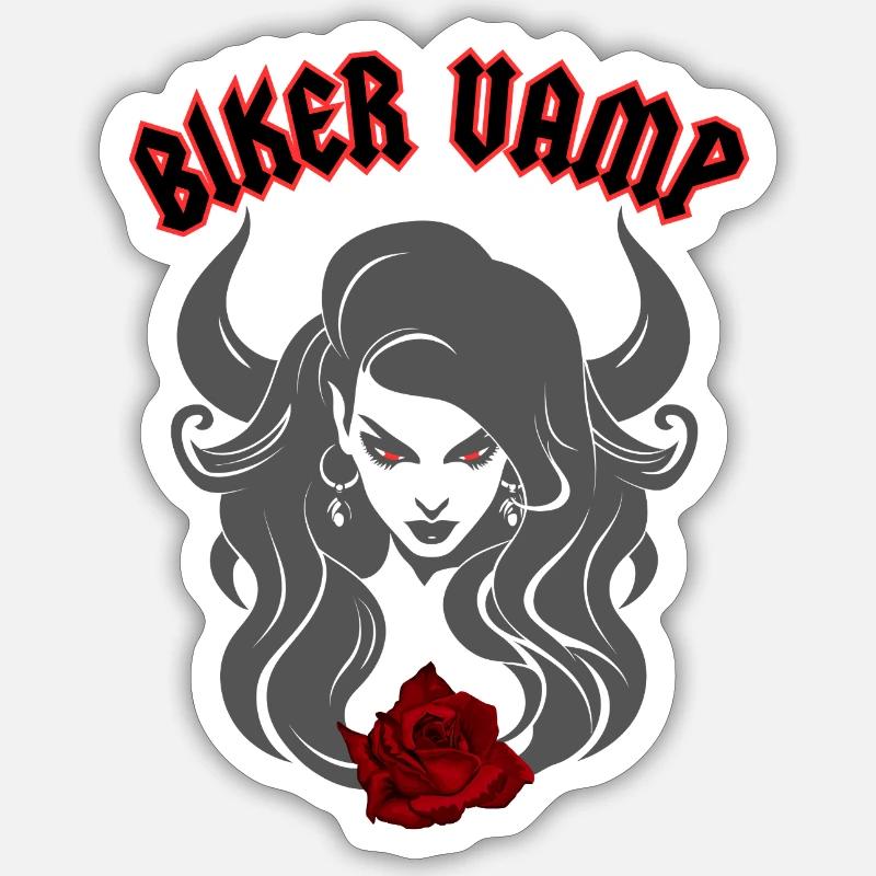 BIKER VAMP - Sticker size S (10 x 10 cm) - white matte