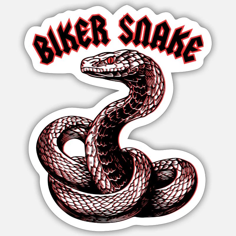 BIKER SNAKE - Sticker Größe S (10 x 10 cm) - Mattweiß