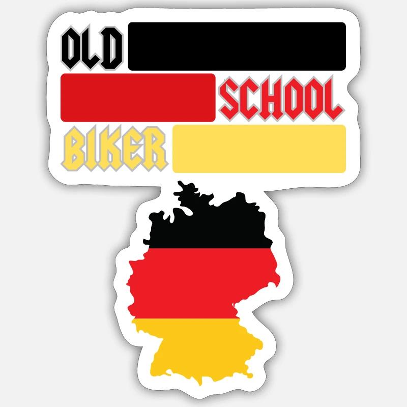 OLD SCHOOL BIKER GERMAN - Sticker Größe S (10 x 10 cm) - Mattweiß