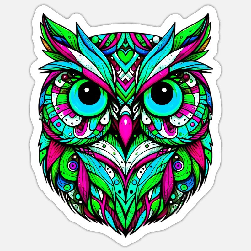 Eule - Sticker Größe S (10 x 10 cm) - Mattweiß