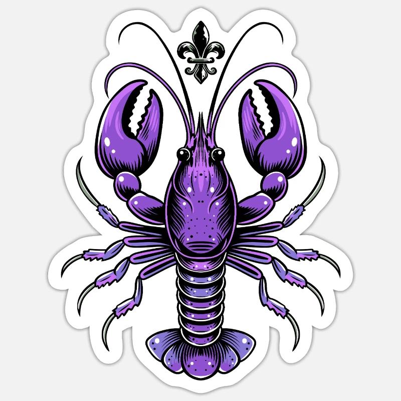 Mardi Gras crawfish with fleur-de-lis design Sticker size S (10 x 10 cm)