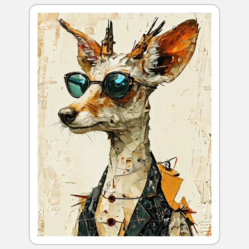 Fuchs im Anzug - Sticker Größe S (10 x 10 cm) - Mattweiß