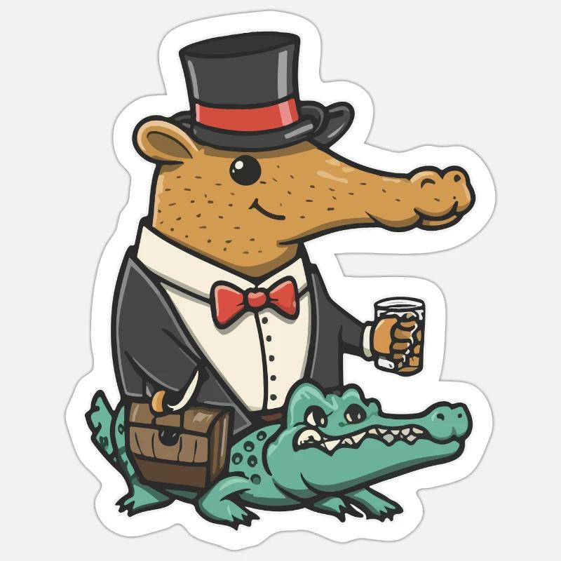 Capybara Dapper Crocodile Sticker size S (10 x 10 cm)