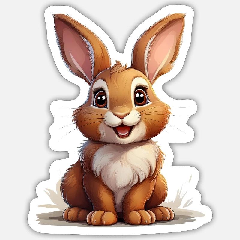 Lapin mignon ou lapin mignon - Sticker taille S (10 x 10 cm) - blanc mat