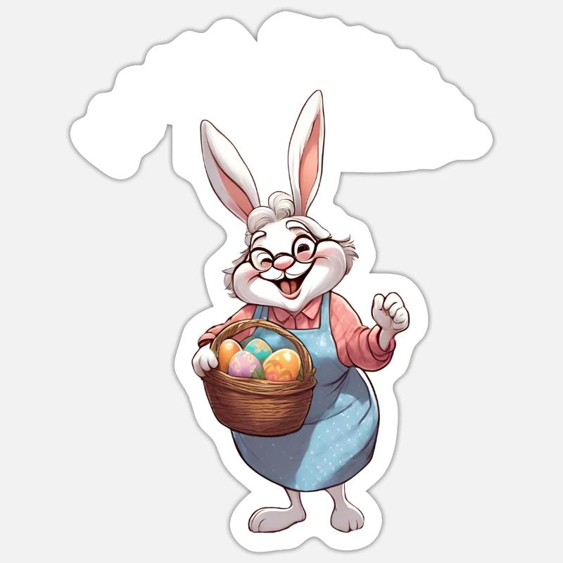 Hase Oma Osterhase Geschenkidee - Sticker Größe S (10 x 10 cm) - Mattweiß