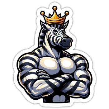 Entraînement de remise en forme Zebra King musclé - Sticker taille S (10 x 10 cm) - blanc mat - Devant