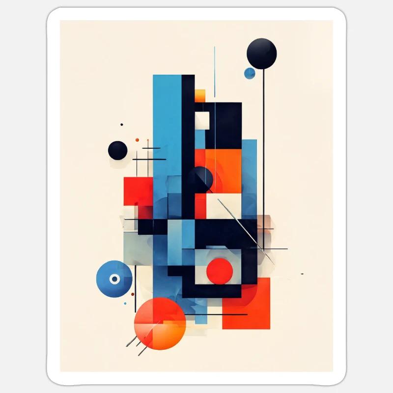 Composition géométrique abstraite - Sticker taille S (10 x 10 cm) - blanc mat