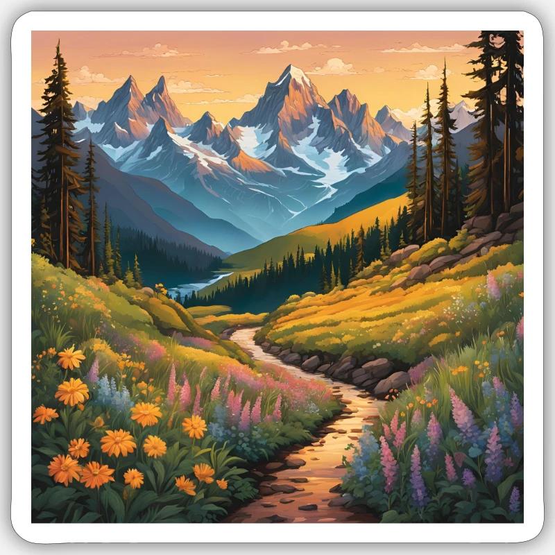 Alpine Meadow Trail - Sticker size S (10 x 10 cm) - white matte