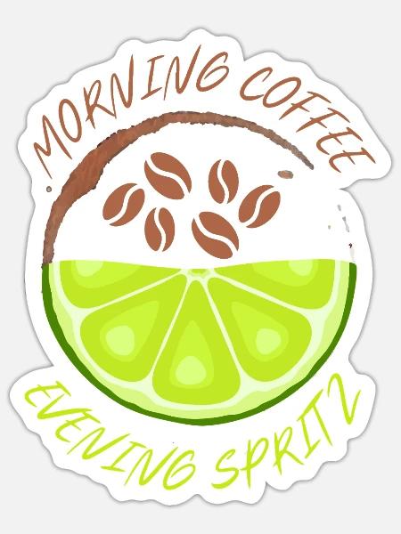 Morning Coffee Evening Spritz - Sticker Größe S (10 x 10 cm) - Mattweiß