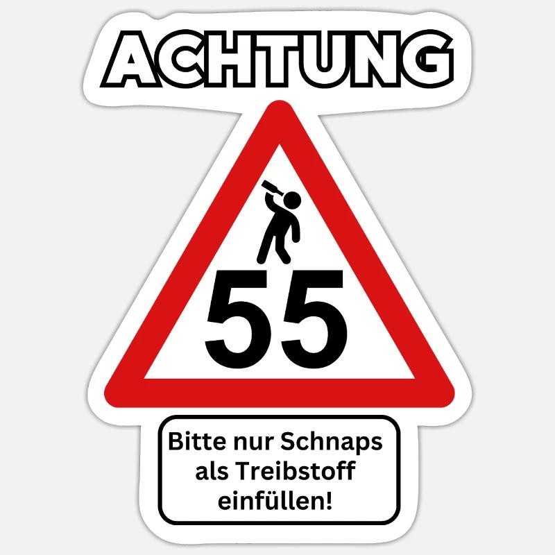 55 – Veuillez ne remplir que du schnaps comme carburant - Sticker taille S (10 x 10 cm) - blanc mat