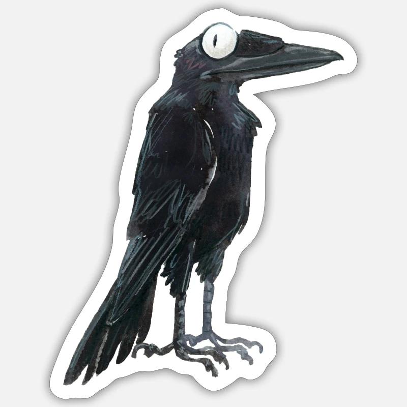 Corbeau 1 - Sticker taille S (10 x 10 cm) - blanc mat