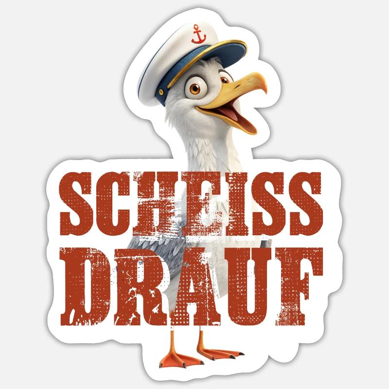 Scheiß drauf Möwe - Sticker Größe S (10 x 10 cm) - Mattweiß