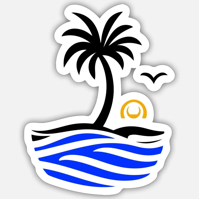 Ocean Palm Tree Summer - Sticker size S (10 x 10 cm) - white matte