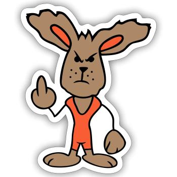 Hase Mittelfinger Zeigen Böse Frech Beleidigend - Sticker Größe S (10 x 10 cm) - Mattweiß - Vorne