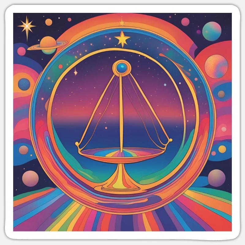 Waage Sternzeichen Astrologie Geschenk - Sticker Größe S (10 x 10 cm) - Mattweiß