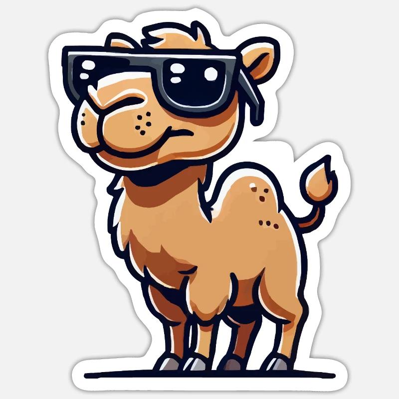 kamel comic sonnenbrille - Sticker Größe S (10 x 10 cm) - Mattweiß