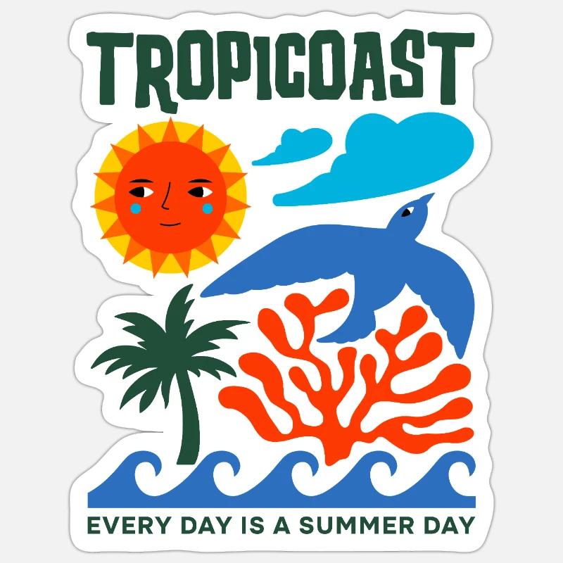 Sommerliche retro-elemente - Sticker Größe S (10 x 10 cm) - Mattweiß