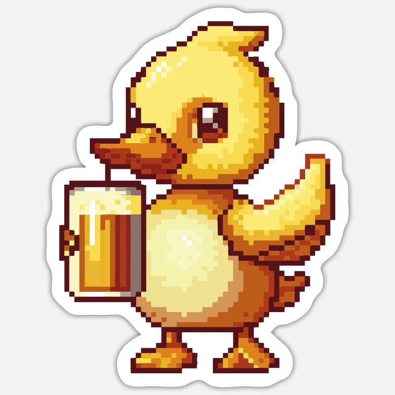 Duck Pixel Beer - Sticker size S (10 x 10 cm) - white matte