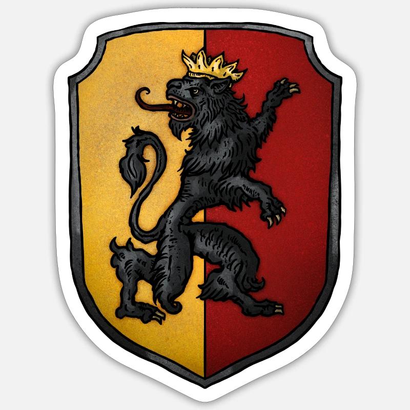 Wappen gekrönter Löwe - Sticker Größe S (10 x 10 cm) - Mattweiß