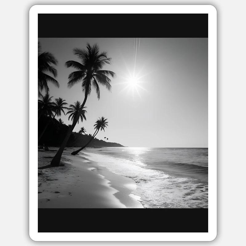 Beach Black and Withe Sticker Größe S (10 x 10 cm)