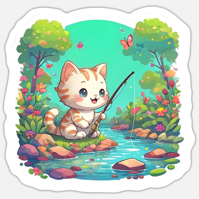 Cadeau Ange Chat - Sticker taille S (10 x 10 cm) - blanc mat