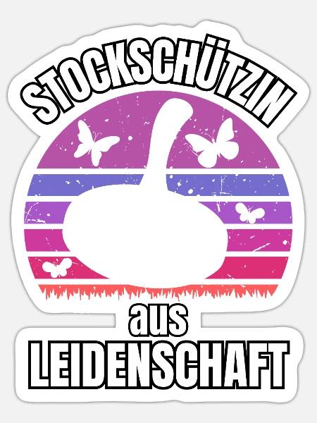 Eisstock Stockschützin Damen Stocksport - Sticker Größe S (10 x 10 cm) - Mattweiß