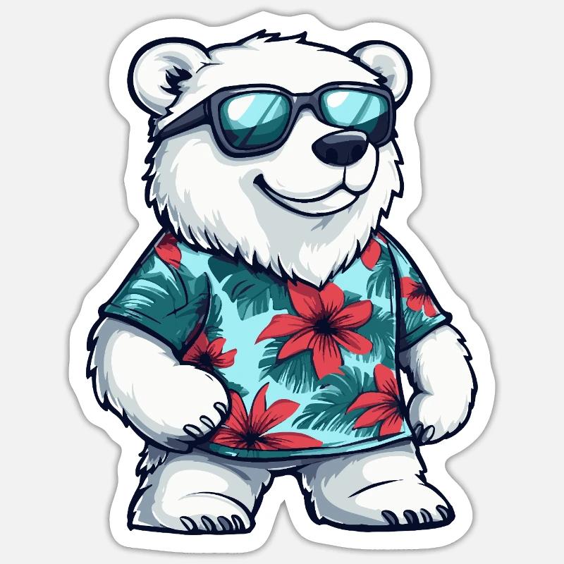 Eisbär Lustig Sommer - Sticker Größe S (10 x 10 cm) - Mattweiß