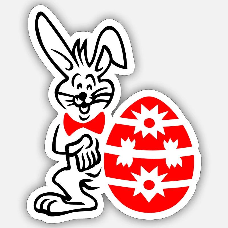 Easter egg with bunny - Sticker size S (10 x 10 cm) - white matte