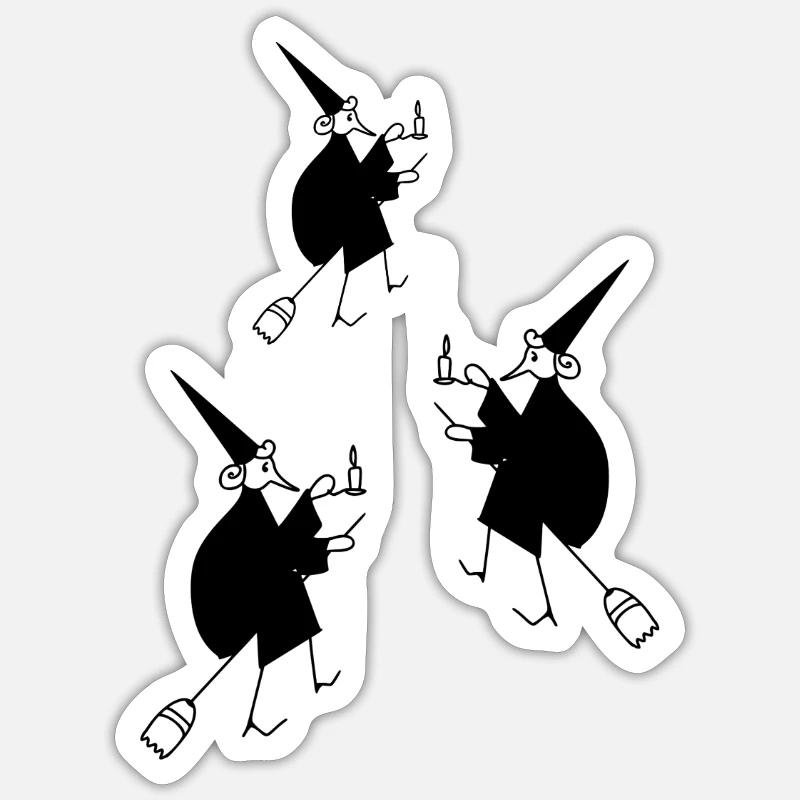 Bild fliegende Hexen Sticker Größe S (10 x 10 cm)