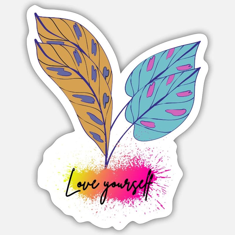 Love yourself - Sticker taille S (10 x 10 cm) - blanc mat