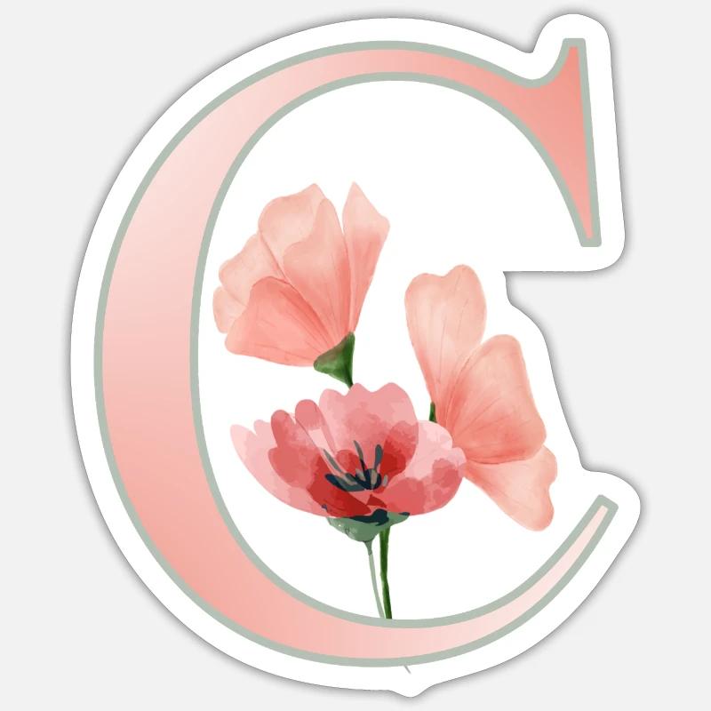 C avec fleurs Sticker taille S (10 x 10 cm)