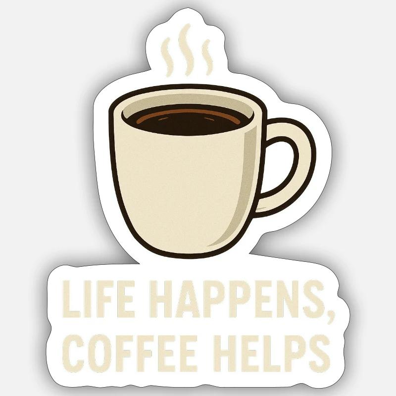 Kaffe Rettet auch dein Leben - Sticker Größe S (10 x 10 cm) - Mattweiß