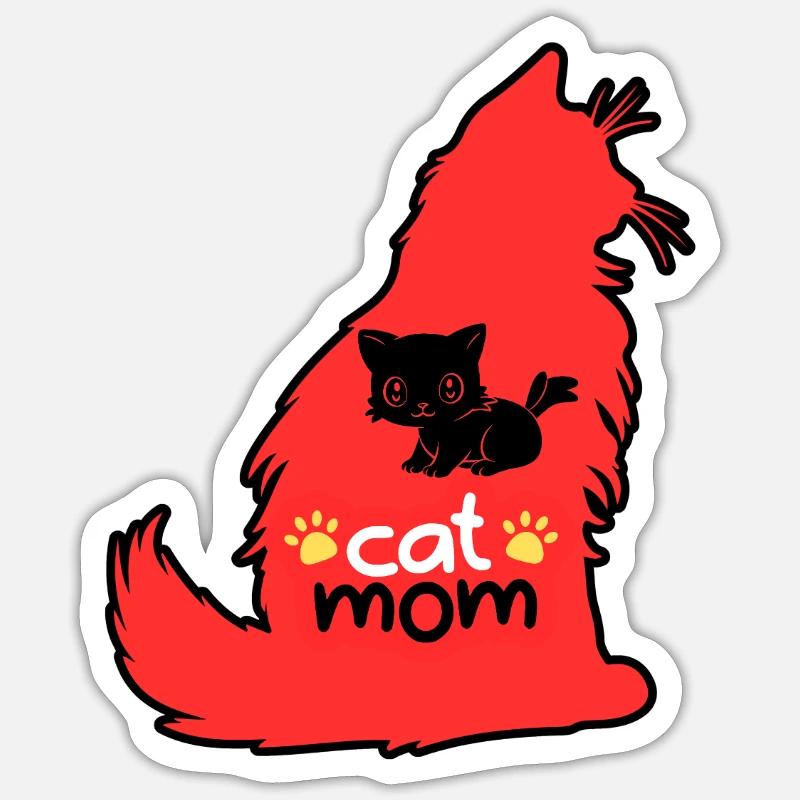 Katzen-Mama. - Sticker Größe S (10 x 10 cm) - Mattweiß
