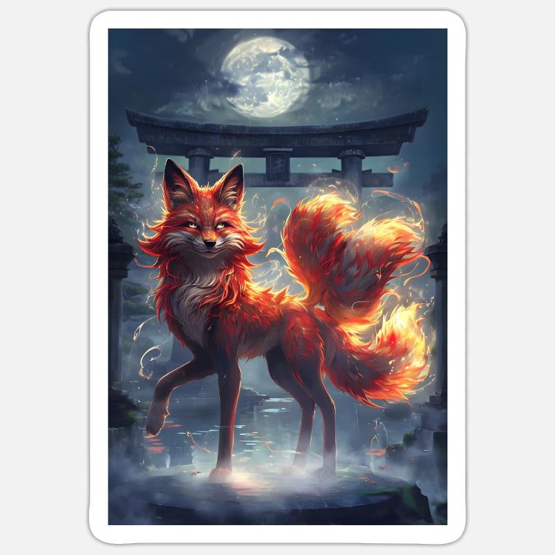 Fuchsgeist Mythologie Mythos Geschenk - Sticker Größe S (10 x 10 cm) - Mattweiß