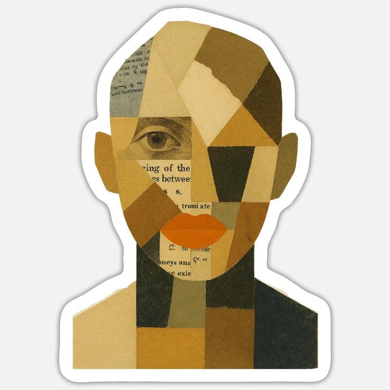 Visage Abstrait - Sticker taille S (10 x 10 cm) - blanc mat