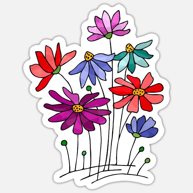 Blumen - Sticker Größe S (10 x 10 cm) - Mattweiß