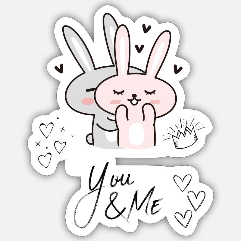 toi moi - Mignon - Sticker taille S (10 x 10 cm) - blanc mat