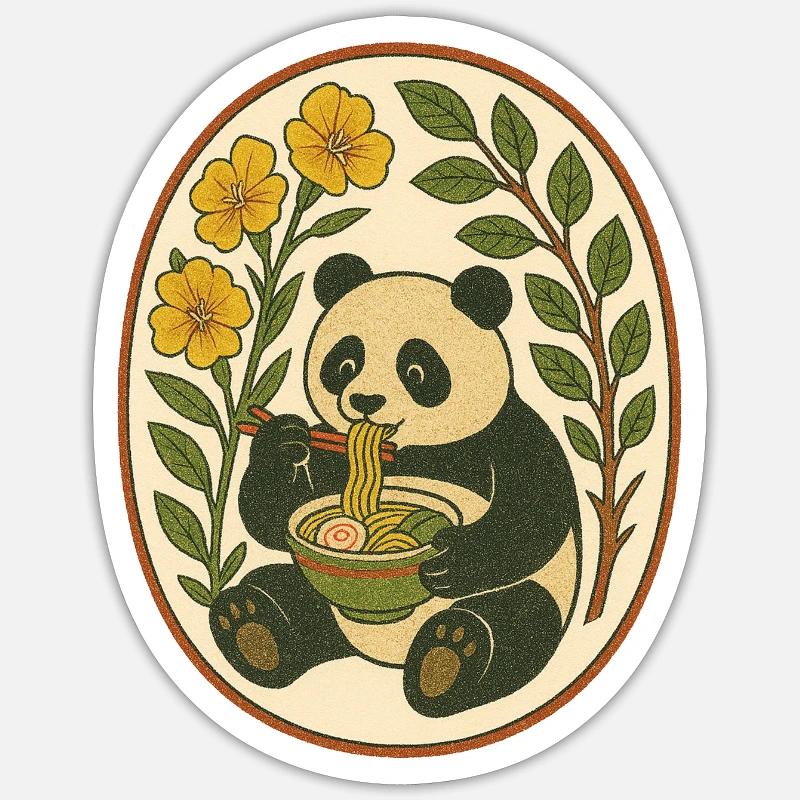 Ramen Panda - Sticker taille S (10 x 10 cm) - blanc mat