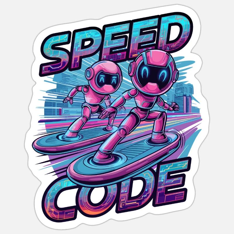 Code de vitesse Cyberpunk Robot Surf Tech Art Sticker taille S (10 x 10 cm)