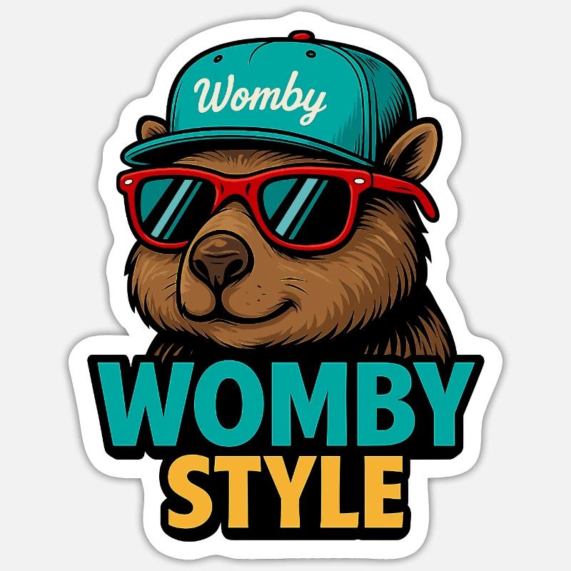 Womby Style Biber mit Sonnenbrillen - Sticker Größe S (10 x 10 cm) - Mattweiß