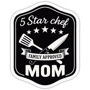 5 Star Cook Mom - Family Kitchen Design - Sticker size S (10 x 10 cm) - white matte - Front