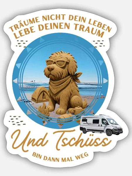 Und Tschüss - Sticker Größe S (10 x 10 cm) - Mattweiß