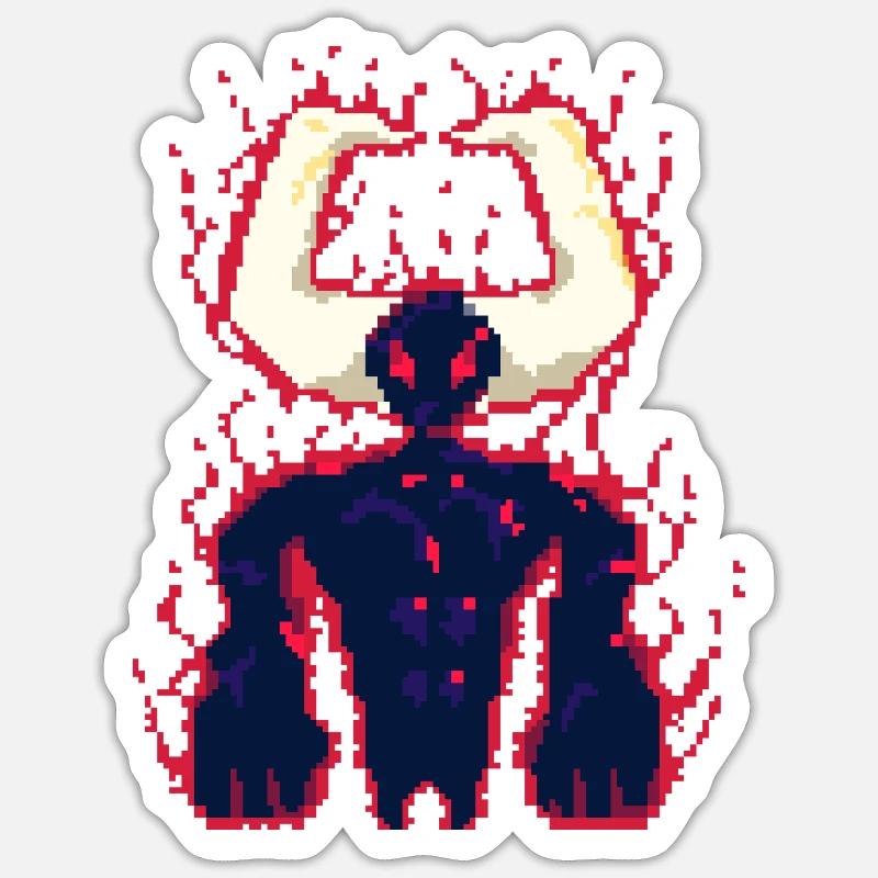 Pixel deamon - Sticker taille S (10 x 10 cm) - blanc mat