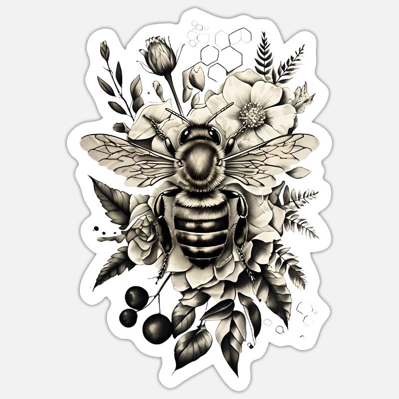 Biene Honig Imker Geschenk - Sticker Größe S (10 x 10 cm) - Mattweiß